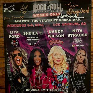 ROCK 'N' ROLL FANTASY CAMP SIGNED POSTER - LITA FORD - SHEILA E. - NANCY WILSON